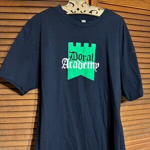 NEXT LEVEL T Shirt Mens XL Navy Doral Academy Graphic Cotton Short Sleeve 23x28